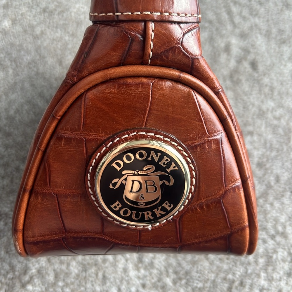 Dooney & Bourke Croc-Embossed Small Brown Leather Shoulder Bag - Picture 3 of 9